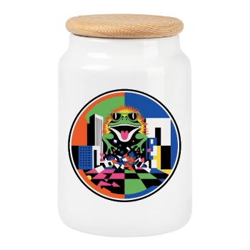 Déchaînement de la grenouille maléfique - Boîte à biscuits avec couvercle en bois - blanc - Devant