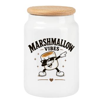 Ambiance de guimauve avec un peu d’humour - Boîte à biscuits avec couvercle en bois - blanc - Devant
