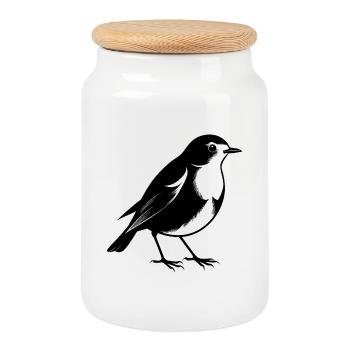 Oiseau rouge-gorge anglais - Boîte à biscuits avec couvercle en bois - blanc - Devant