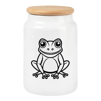 grenouille - Boîte à biscuits avec couvercle en bois - blanc - Devant