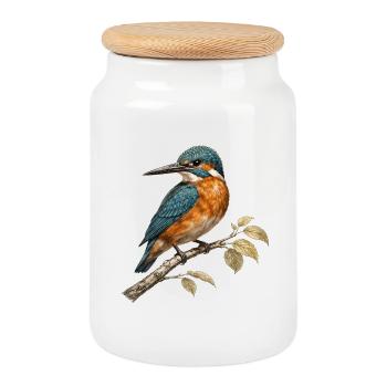 Europäischer Eisvogel (Alcedo atthis) - Keksdose mit Holzdeckel - Weiß - Vorne