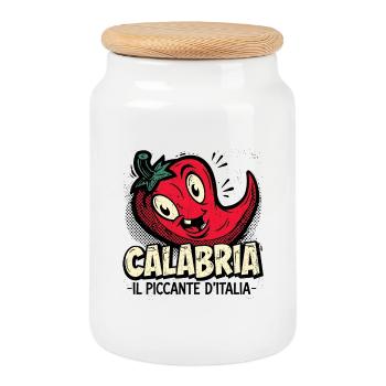 Calabria Chili Charme - Keksdose mit Holzdeckel - Weiß - Vorne