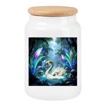Jungle spectrale du cygne - Boîte à biscuits avec couvercle en bois - blanc - Devant