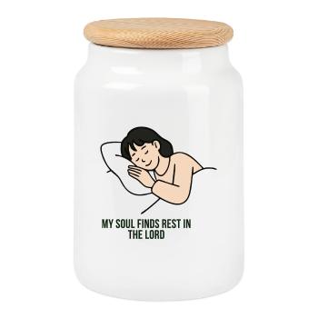 My Soul Finds Rest In The Lord Spiritual Art - Cookie Jar with Wooden Lid - white - Front