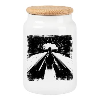 Match nul au bowling - Boîte à biscuits avec couvercle en bois - blanc - Devant