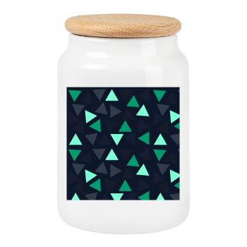 Geometrisches Dreiecksmuster Dark Mint Grafik - Keksdose mit Holzdeckel - Weiß - Vorne