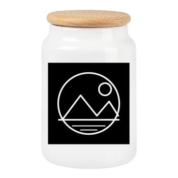 Paysage lunaire et montagneux - Boîte à biscuits avec couvercle en bois - blanc - Devant