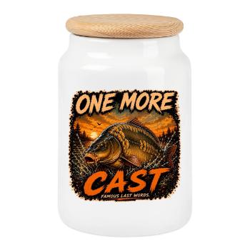 Carp Fishing One More Cast - Cookie Jar with Wooden Lid - white - Front