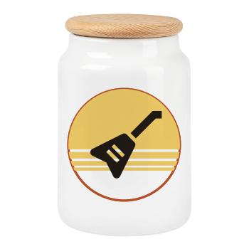 Guitare électrique - Guitare Rock Guitariste Rétro - Boîte à biscuits avec couvercle en bois - blanc - Devant