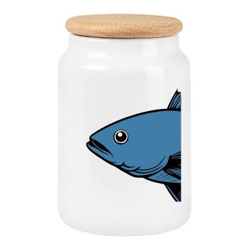 Idée cadeau pour la pêche au morue et loisir - Boîte à biscuits avec couvercle en bois - blanc - Devant