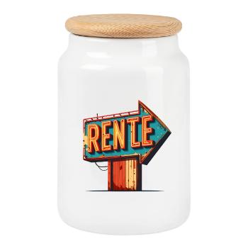 Panneau de flèche néon de pension - Boîte à biscuits avec couvercle en bois - blanc - Devant
