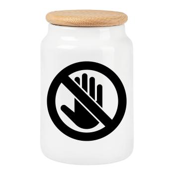 Vorsicht nicht berühren, Nicht anfassen Symbol - Keksdose mit Holzdeckel - Weiß - Vorne