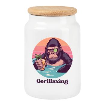 Cocktail Singe Chiller Gorillaxing Coucher de soleil - Boîte à biscuits avec couvercle en bois - blanc - Devant