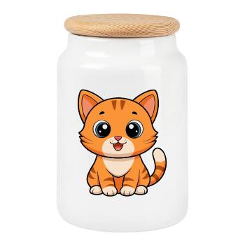 Câlin, Chaton Sunpaw - Boîte à biscuits avec couvercle en bois - blanc - Devant