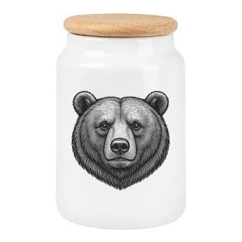 Bear Graphic Design Grizzly Illustration - Cookie Jar with Wooden Lid - white - Front