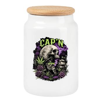 Captain Kush Night Sea | SailorsYarn by Cap´nKush - Keksdose mit Holzdeckel - Weiß - Vorne
