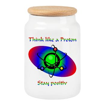 Think like a Proton - Cookie Jar with Wooden Lid - white - Front