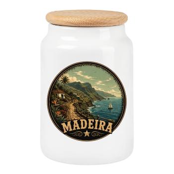 Madeira Portugal Urlaub Design - Keksdose mit Holzdeckel - Weiß - Vorne