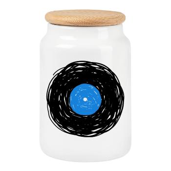 Vinylalbum-Skizze - Keksdose mit Holzdeckel - Weiß - Vorne