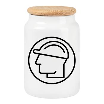Responsable de construction, Barre, chantier - Boîte à biscuits avec couvercle en bois - blanc - Devant