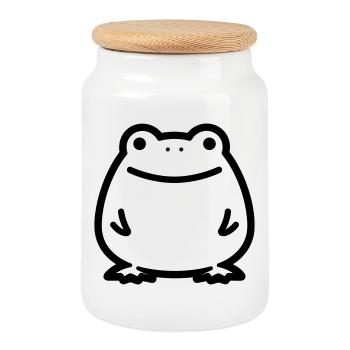 Frosch - Keksdose mit Holzdeckel - Weiß - Vorne
