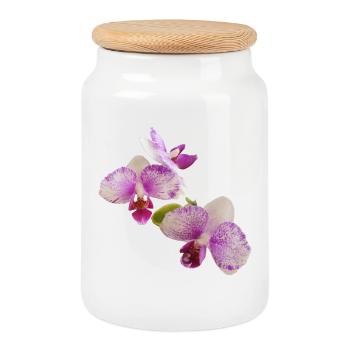 Live_Purple_Speckled_Harlequin_Orchid_Plant - Keksdose mit Holzdeckel - Weiß - Vorne