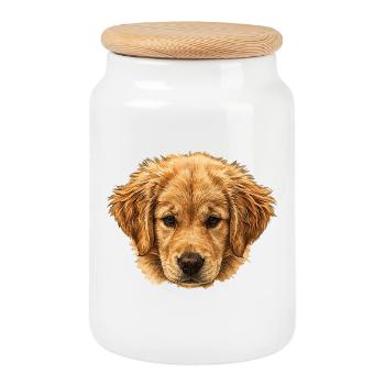 Portrait de Golden Retriever, Doggy - Boîte à biscuits avec couvercle en bois - blanc - Devant