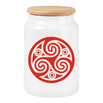 Cercle spirale celte (rouge) - Boîte à biscuits avec couvercle en bois - blanc - Devant
