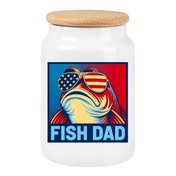 Patriotic Fish Dad – Funny Fish Dad for - Cookie Jar with Wooden Lid - white - Front