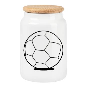 Fußball Ball Zeichnung - Keksdose mit Holzdeckel - Weiß - Vorne