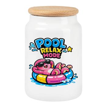 Pool Relax Mode - Keksdose mit Holzdeckel - Weiß - Vorne