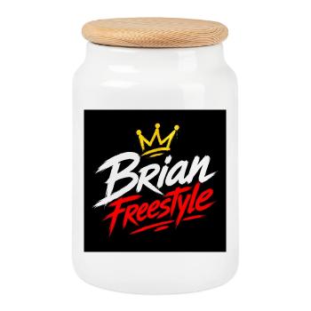 Brian Freestyle-Krone - Keksdose mit Holzdeckel - Weiß - Vorne