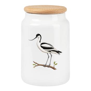 Eleganter Avocet – ornithologische Illustration - Keksdose mit Holzdeckel - Weiß - Vorne