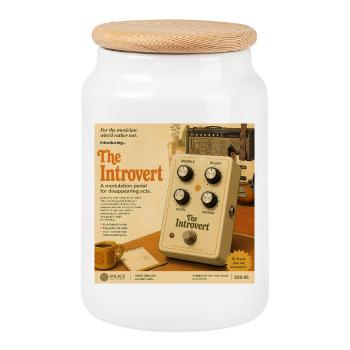 L’Introverti — Pédale de guitare à modulation vintage - Boîte à biscuits avec couvercle en bois - blanc - Devant