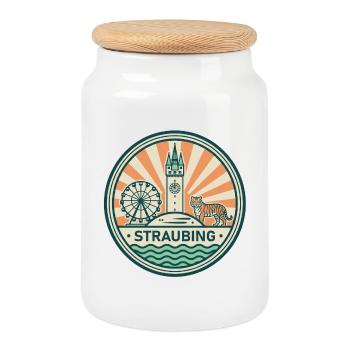 Straubing Badge - Keksdose mit Holzdeckel - Weiß - Vorne
