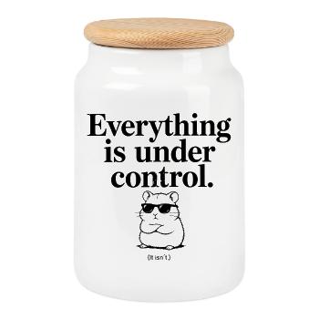 Tout est sous contrôle – Hamster drôle... - Boîte à biscuits avec couvercle en bois - blanc - Devant