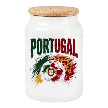 Portugal Fußball Fanshirt & Merch - Keksdose mit Holzdeckel - Weiß - Vorne