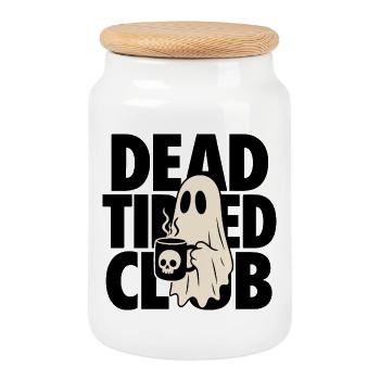 Coffee Ghost Spooky Morning - Cookie Jar with Wooden Lid - white - Front