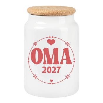 Grand-mère 2027 - Boîte à biscuits avec couvercle en bois - blanc - Devant