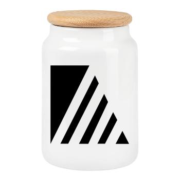 Stylish strokes - Cookie Jar with Wooden Lid - white - Front