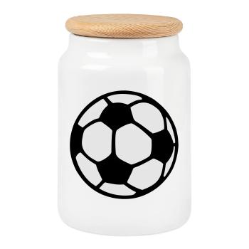 Fußball (zweifarbig) Ball - Keksdose mit Holzdeckel - Weiß - Vorne
