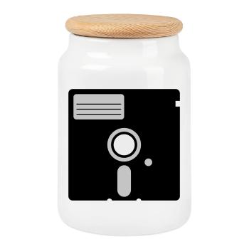 retro floppy disk - Keksdose mit Holzdeckel - Weiß - Vorne