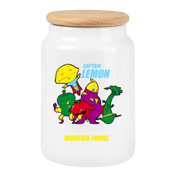 capitaine de citron à la nourriture génétiquement - Boîte à biscuits avec couvercle en bois - blanc - Devant