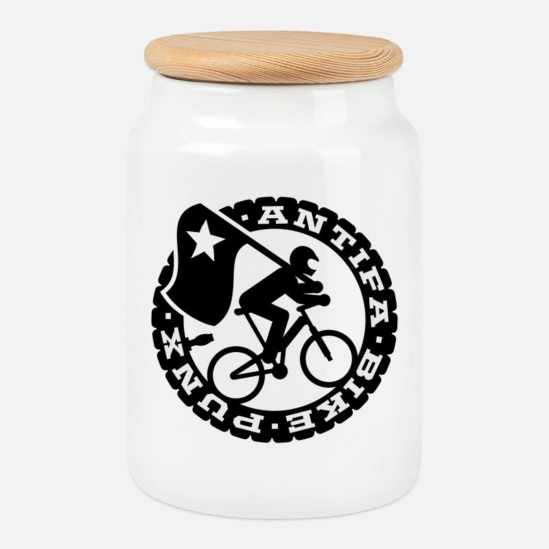 Antifa Bike Punks - Keksdose mit Holzdeckel - Weiß