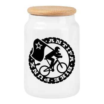 Antifa Bike Punks - Keksdose mit Holzdeckel - Weiß - Vorne