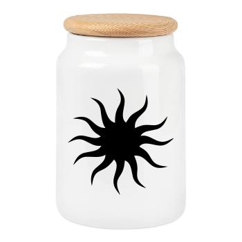Sun - Cookie Jar with Wooden Lid - white - Front