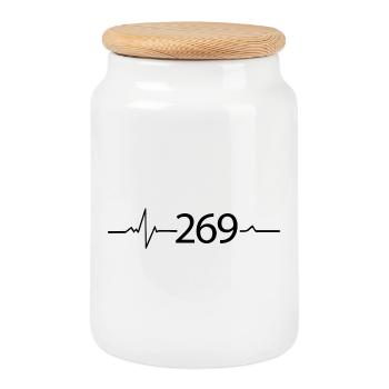 269 - RESPECT LIFE - Keksdose mit Holzdeckel - Weiß - Vorne