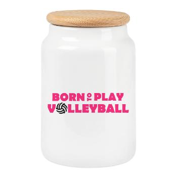 Born to play Volleyball - Boîte à biscuits avec couvercle en bois - blanc - Devant