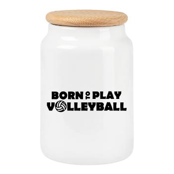 Born to play Volleyball - Cookie Jar with Wooden Lid - white - Front