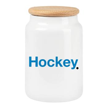 Eishockey Puck Hockey - Keksdose mit Holzdeckel - Weiß - Vorne